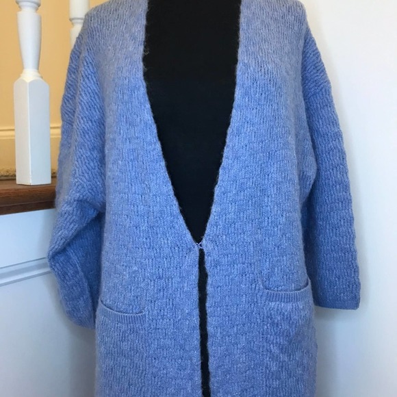 Basic House Oversized Light Blue Cardigan Sweater Size XS - Picture 2 of 6